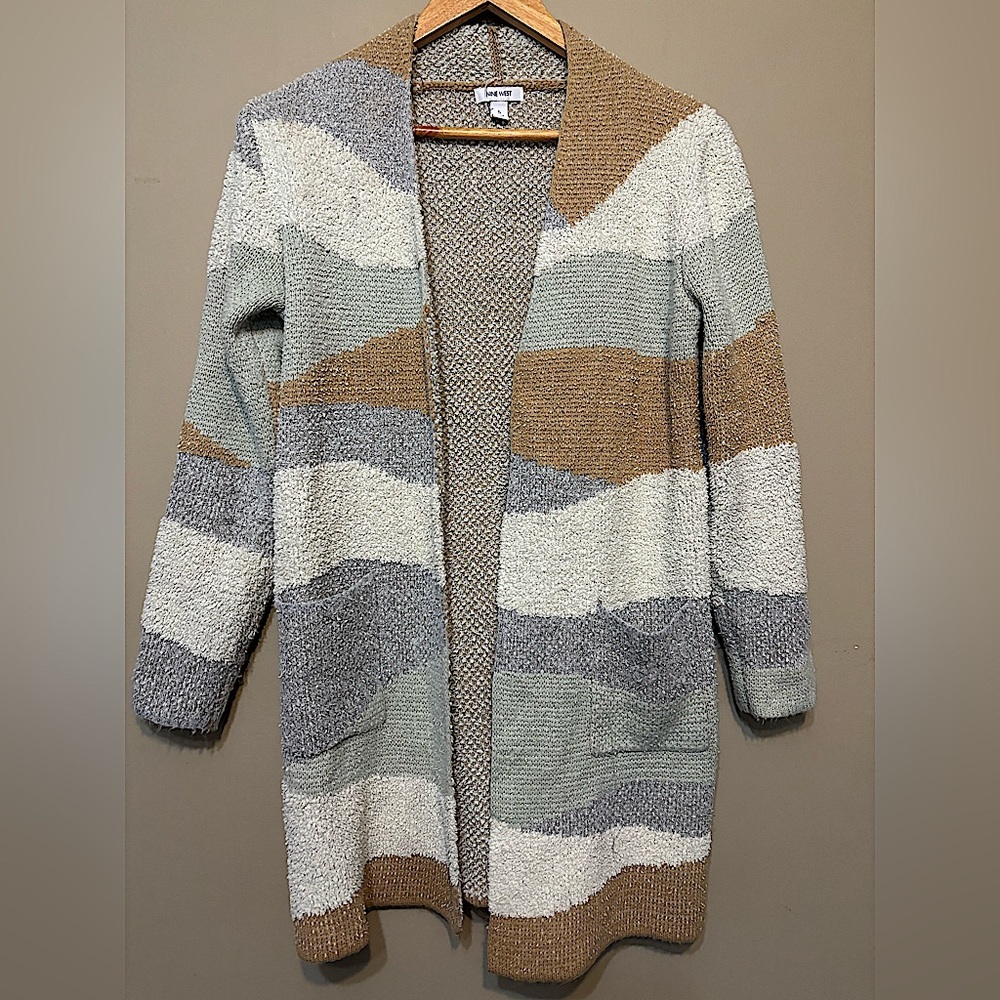 NINE WEST Open Front Cozy Soft Neutral Cardigan